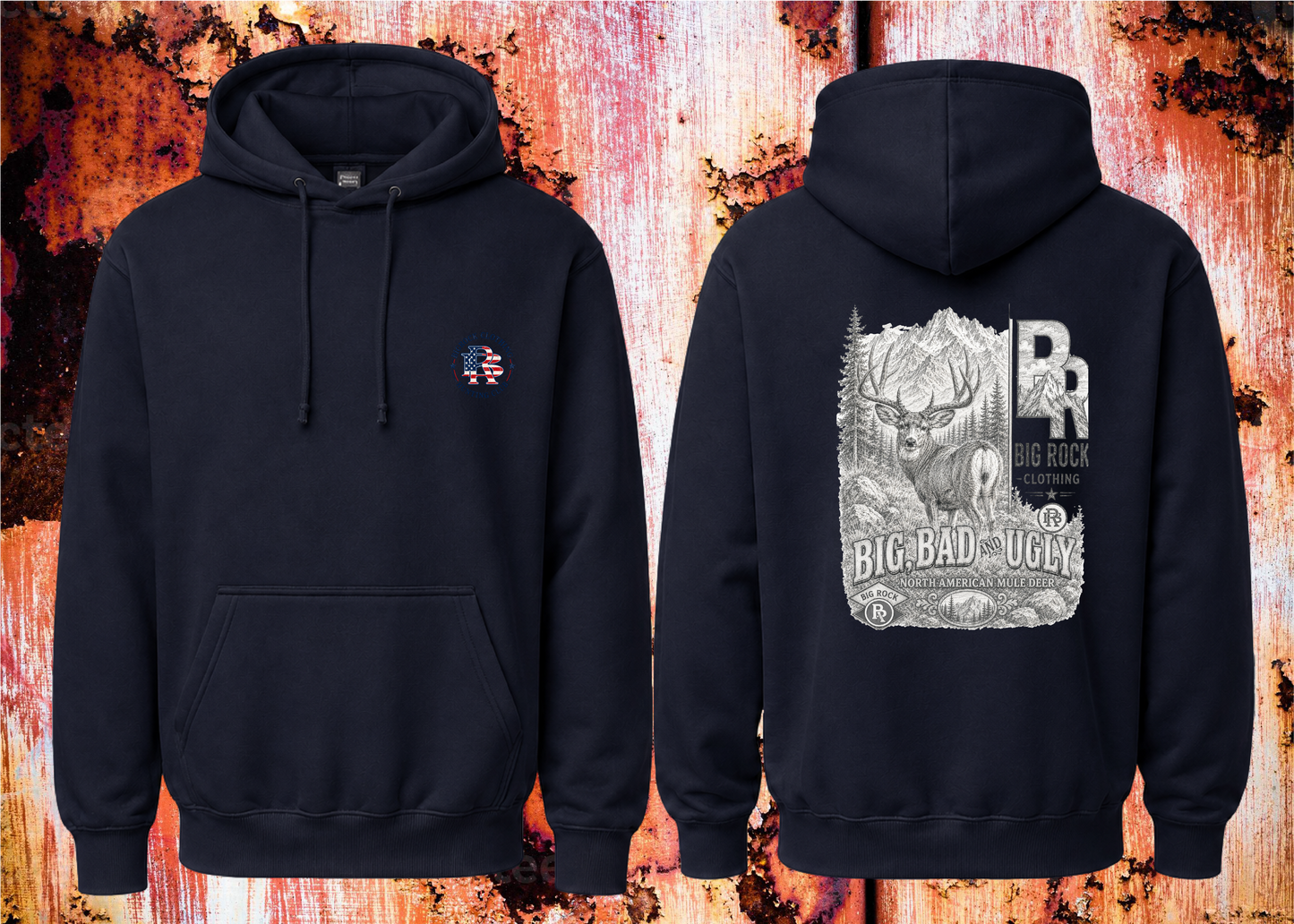 Hoodie Heavy Rock "Big,Bad,Ugly Mule Deer Pencil