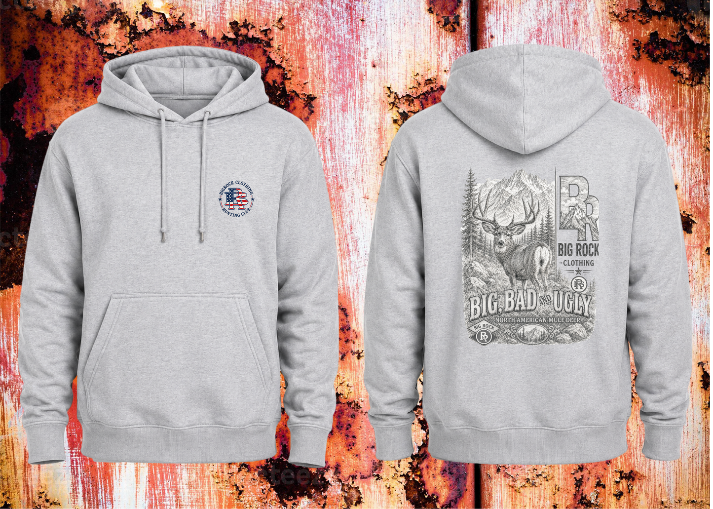 Hoodie Heavy Rock "Big,Bad,Ugly Mule Deer Pencil