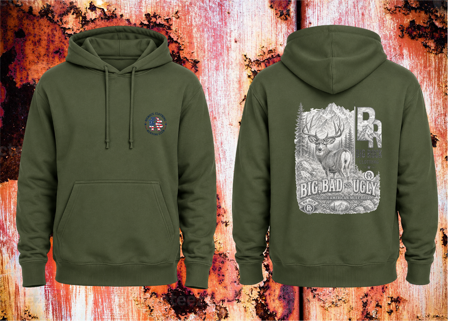 Hoodie Heavy Rock "Big,Bad,Ugly Mule Deer Pencil