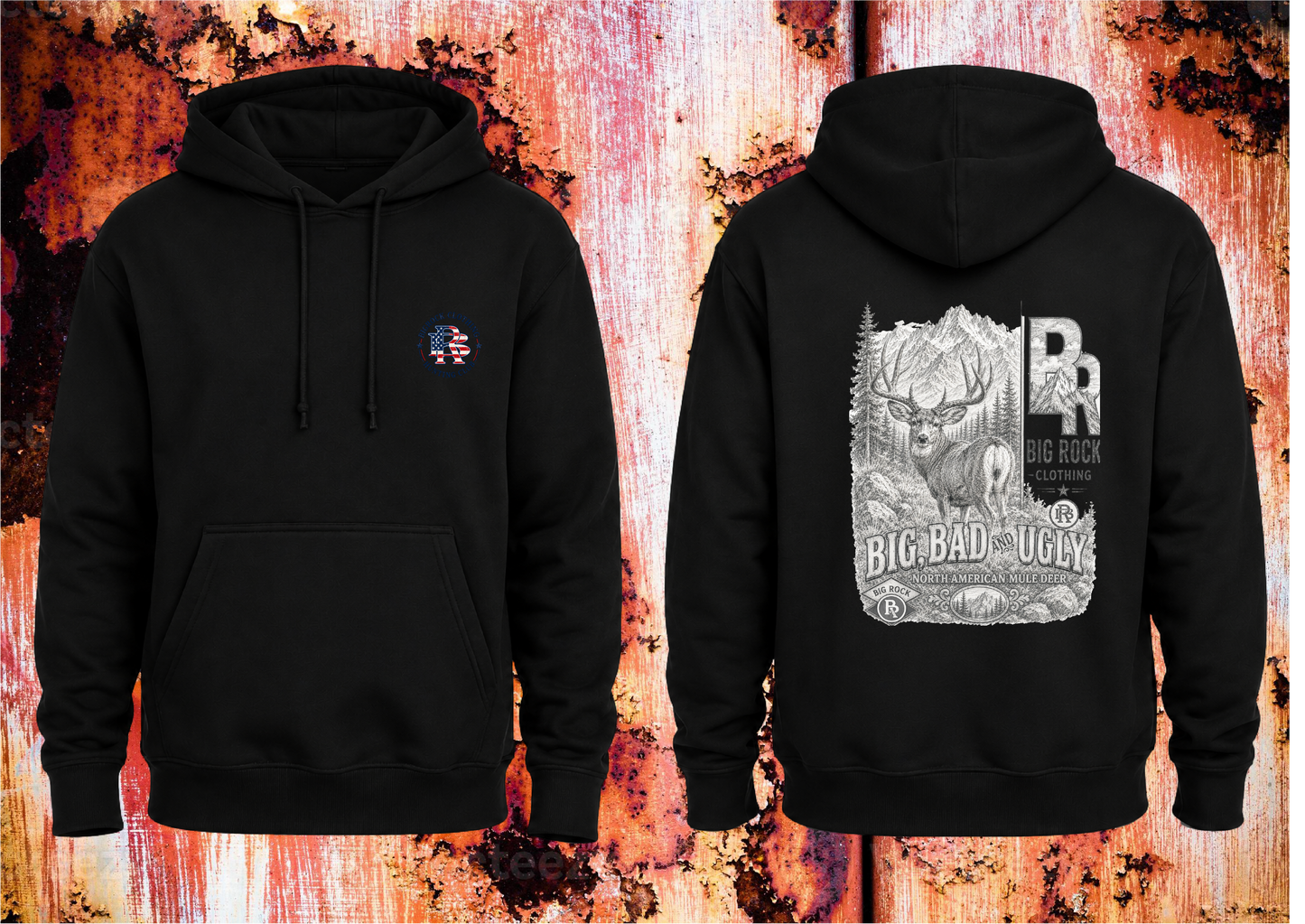 Hoodie Heavy Rock "Big,Bad,Ugly Mule Deer Pencil