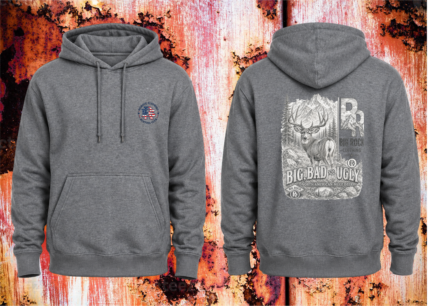 Hoodie Heavy Rock "Big,Bad,Ugly Mule Deer Pencil